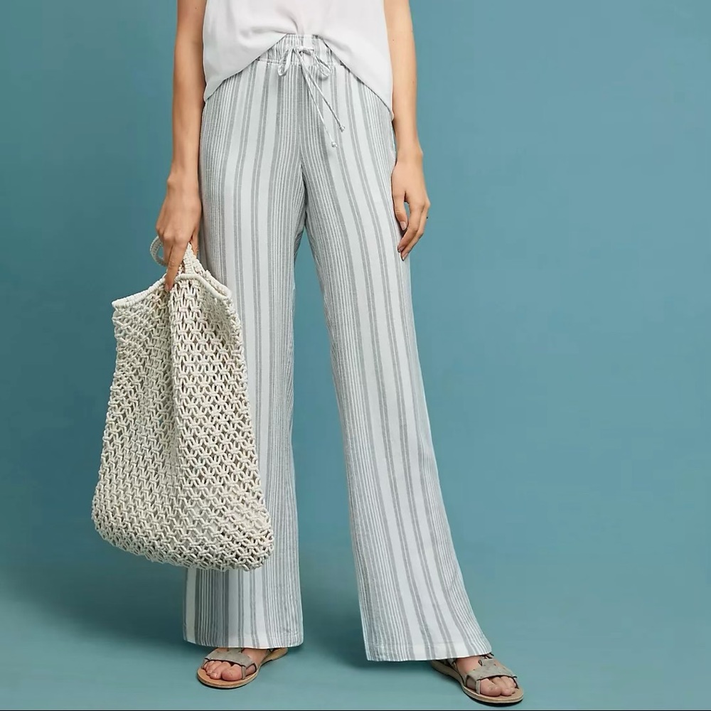 Anthropologie Cloth & Stone — Striped Linen Wide-Leg Pants (Women’s Medium)